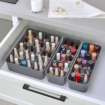 3'lü Düzenleyici Antrasit, Mutfak, Banyo, Ofis, Yatak Odası, Makyaj Masası Organizer Set Siyah