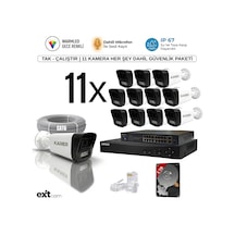 11'li Ip-5mp-poeli-sesli -gece Renkli- Su Geçirmez- Full Hd-1tb-güvenlik Kamera Seti