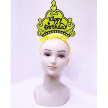 Happy Birthday Neon Sarı Renk Doğum Günü Tacı 24x15 Cm Yetişkin