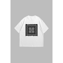 Tarzsokak Rhythm Bandana Baskılı Oversize Unisex Beyaz Beyaz