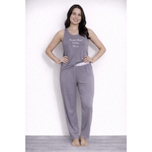 Pemilo Kadın 20609 Kolsuz % 100 Pamuk Pijama Takımı Gri