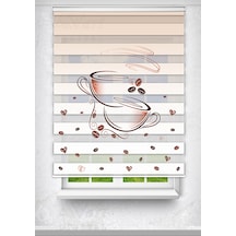 Kahve Fincanı Baskılı Zebra Perde - Dijital Baskılı Zebra Stor Perde Çok Renkli