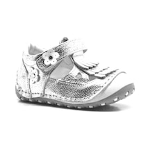 Hapshoe Hakiki Deri Püsküllü Gümüş Yazlık Bebek Ilk Adım Ayakkabı Gümüş