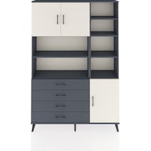 Arges Dolap 9 Raflı 4 Çekmeceli 3 Kapaklı 132x30x195 Antrasit-aytaşı/antrasit Aytası/antrasıt