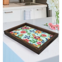 Bk Gift Çiçekler Tasarımlı Ahşap Tepsi-5