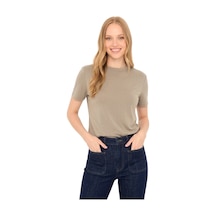 Thiff Gymwear Kadın Modal Kumaş Kısa Kolu Basic Tişört Bej