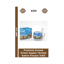 Premium Sunum Ürünü Kaşıklı Yöresel Kahve Fincanı Tekli Çok Renkli