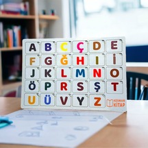 Eğitici Ahşap Montessori Renkli Alfabe Harfler Seti