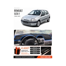 Renault Clio 2 Ekranlı 1998-2001 Uyumlu Torpido Örtüsü, Torpido Kılıfı - Siyah-mavi - Re010