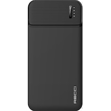 Recci Rpb-n16c Ultra İnce Hızlı Şarj Özellikli Led Işık Göstergeli Wireless Powerbank 10000mah Siyah Siyah