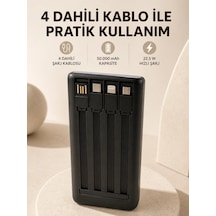 Mey İthalat Hızlı Şarj Powerbank 50.000 Mah 4 Dahili Kablolu Led Aydınlatmalı Dijital Göstergeli Taşınabilir Batarya Renkli