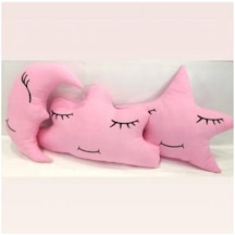 Uyku Arkadaşları Pembe Ay Bulut Yıldız Yastık Seti 3'Lü