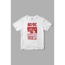 Acdc Müzik Grubu Baskılı Tişört Beyaz