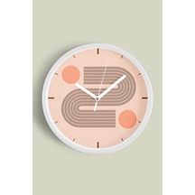 Soyut - Bohem - Geometrik Temalı Modern Duvar Saati - 30cm - Önü Camlı Beyaz Kasa - Sessiz Mekanizma-jh0307 Beyaz