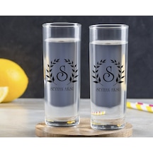 Kişiye Özel Renkli Baskılı Çelenk Baş Harfli İsimli İkili Vodka Bardağı-4 Çok Renkli