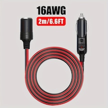 Dashanshop 6ft Araç Uzatma Kablosu 16awg Sigortalı Led Işıklı Oto Şarj Ve Pompa