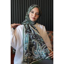 Afvente Damla Motif Desen Haki Soft Pamuk Şal Çok Renkli