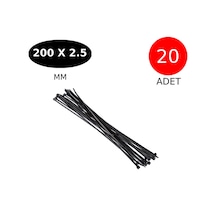 Tek-iş Plastik Kablo Bağı Cırt Kelepçe 200 Mm X 2.5 Mm Siyah 20 Adet