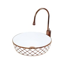 Geometrik Beyaz Bronz Çanak Lavabo Renkli
