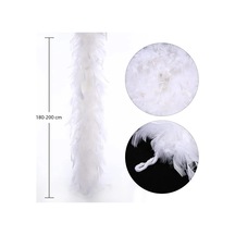 Mey İthalat Beyaz Renk Kabarık Kalın Otriş Boa Tüy 6 Cm Genişlik 180-200 Cm Uzunluk
