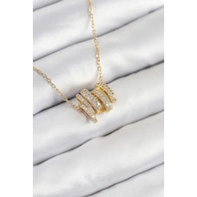 316l Çelik Zirkon Taşlı Sarmal Model Gold Renk Kadın Kolye - Lisinya Çok Renkli