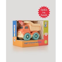 Let's Be Child Sesli Ve Işıklı Minik Kamyon 31016 Turuncu - Bej Kasalı, Çocuklar İçin Oyuncak Kamyon