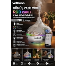 Gümüş Vazo Model Rgb Işıklı Hava Nemlendirici & Aromaterapi Difüzör 550 Ml Kumandalı Diğer
