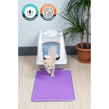 40x55 Cm Hücreli Kedi Kumu Paspası Kedi Matı Kedi Tuvalet Önü Paspası Mor
