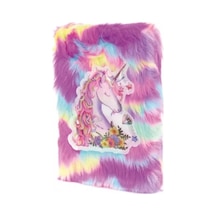 Çiçekli Unicorn Tasarımlı Peluş Hatıra Defteri Çok Renkli