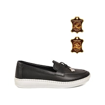 Voyager Siyah Hakiki Deri Anatomik Rahat Tabanlı Kadın Casual Ayakkabı Loafer Z093
