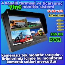 7 İnç Hybrid Dvr Monitör 4 Kanal 256 Gb 12-24 Volt