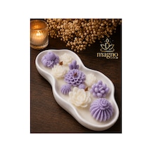 Magno Candles Çiçek Bahçesi Kokulu Mum El Yapımı Seramik Kase Dekoratif Mum & Hediyelik Ev Dekoru Mor