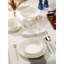 Evaliza Sapphire Platin 32 Parça 6 Kişilik Yemek Takımı Beyaz