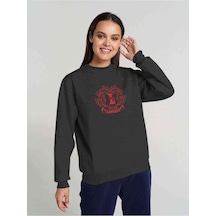 Lovelyz K Pop Woollim Baskılı Füme Antrasit Kadın Sweatshirt