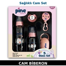Pine Natura Biberon Seti Cam - Pembe