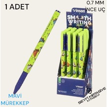 Desenli Gövde Jel Tükenmez Kalem Mavi Mürekkep 0.7 Mm İğne Uç İnceliği 10