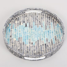 Pure Sedef 35 X4cm. Black/blue Sedefli Mozaik Tepsi Mix