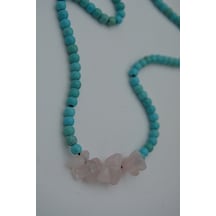 Stoneage Jewellery Pembe Kuvars Ve Turkuaz Taşlı Metalsiz Kolye N11.38913 Mavi