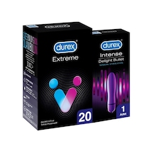 Durex Extreme  ve Tırtıklı Prezervatif 20'li + Intense Delight Bullet Vibratör 1 Adet