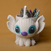 3d Baskı Knitted Kalemlik - Sevimli Karakterli Masaüstü Kalem Organizeri-beyaz Diğer