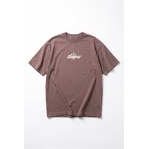 Respire Erkek Sonar Nakış Detaylı Oversize T-shirt Kahve