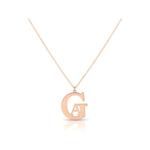 Mavili Gümüş Tasarım İç İçe Harf Gümüş Kolye - Rose Rose Gold