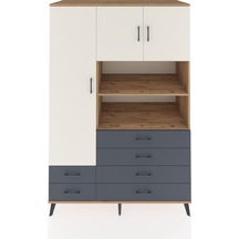 Kronos Dolap 8 Raflı 6 Çekmeceli 3 Kapaklı 132x59x195 Çam-aytaşı/antrasit Aytası/antrasıt