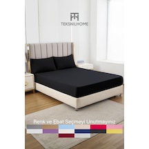 Ranforce Siyah Pamuklu Tek / Çift Kişilik Battal Tam Kenar Lastikli Çarşaf 14 Renk Fıtted Siyah