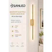 Dekoratif 12w İç Mekan Gold Kasa Gün Işığı 80 Cm Duvar Aplik Elektrikli 1 Adet