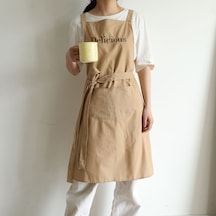 Yuntech01 Kahve Rengi Japon Stil Antrenörlü, Yağa Ve Kirdirici Dayanıklı, Harf Desenli, Kollüksüz Mutfak Fırın Apronu