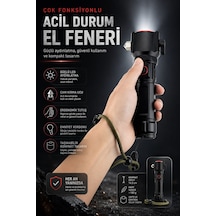 Jasper Jpr-2210 Full Metal Tasarım Çakarlı Zomlu 26650 8800mah Li-ion Bataryaya Sahip El Feneri Siyah