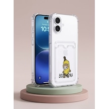 İphone 16 Boş Yapma Muz Detaylı Kart Bölmeli Şeffaf Telefon Kılıfı Mh-hs3430-5205