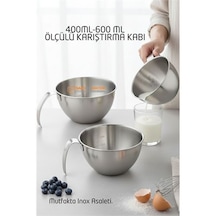 Zenvac Inox Çelik Profesyonel Ölçülü Karıştırma Kabı Seti -400-600 Ml Sos & Hazırlık Şefi Serisi Zenvac29 Renkli