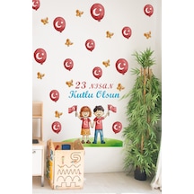 23 Nisan Temalı Balon Bayraklı Çocuk Odası Sticker Seti